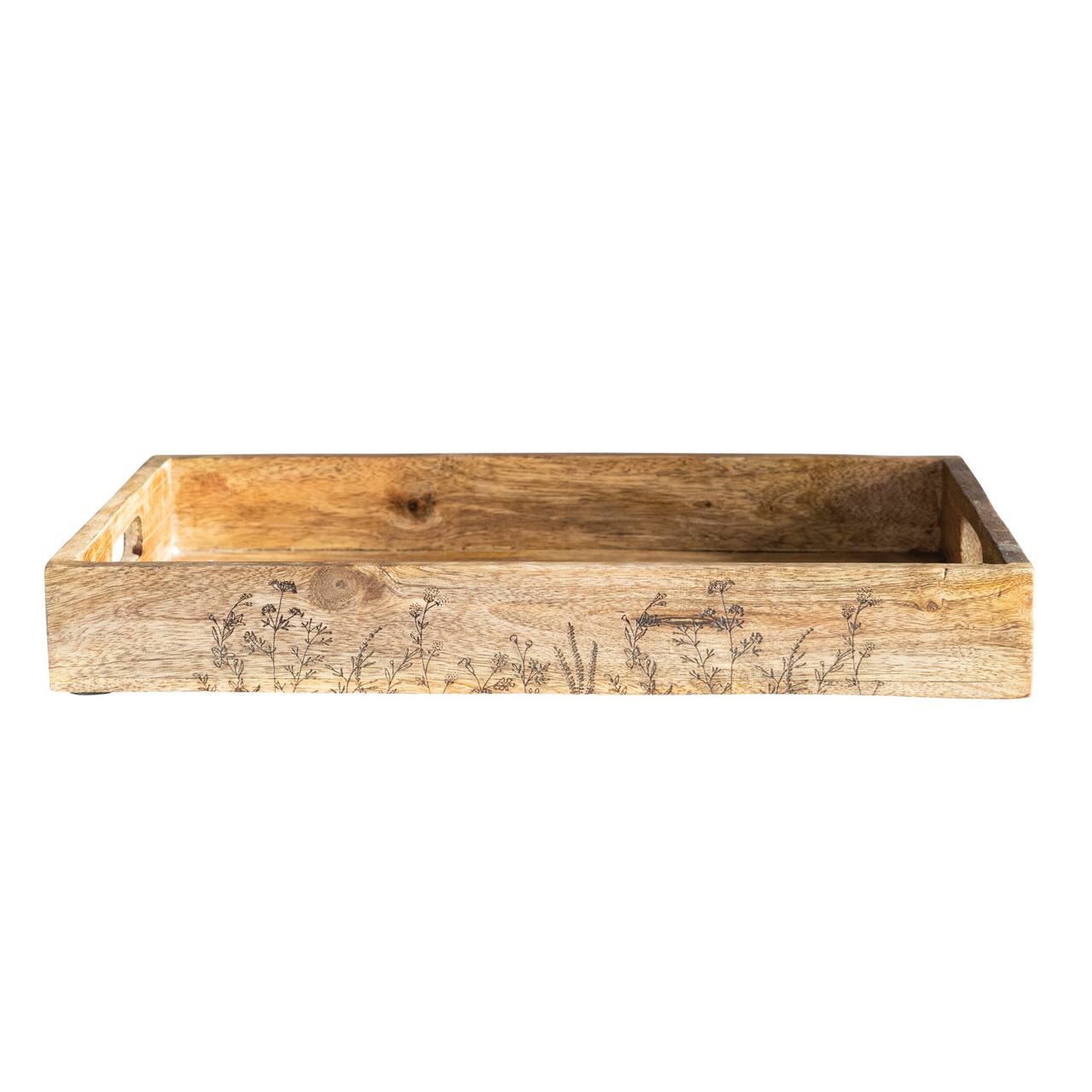 Hello Honey® Natural Botanical Mango Wood Tray with Handles